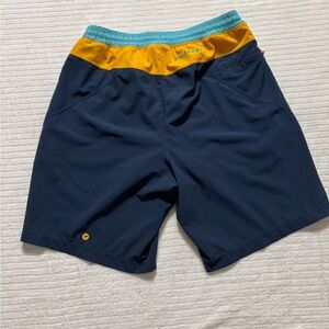 Birddogs Men's Size:L Dark Blue and Mustard Swim Shorts